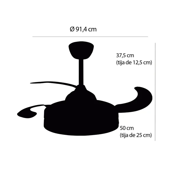 VENTILADOR DE TECHO LED 38W REGULABLE 4 ASPAS PLEGABLES SKYLER
