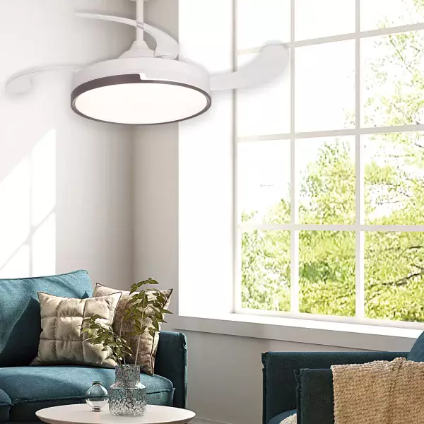 VENTILADOR DE TECHO LED 48W REGULABLE 4 ASPAS PLEGABLES SKYLER