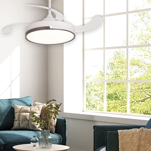 VENTILADOR DE TECHO LED 48W REGULABLE 4 ASPAS PLEGABLES SKYLER