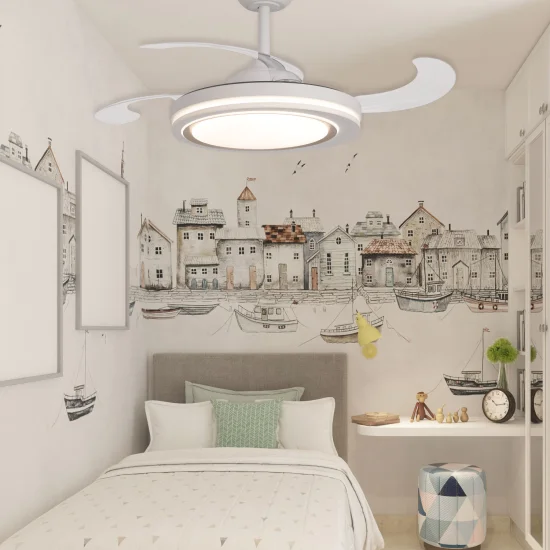 VENTILADOR DE TECHO LED 38W REGULABLE 4 ASPAS PLEGABLES HANOI 2