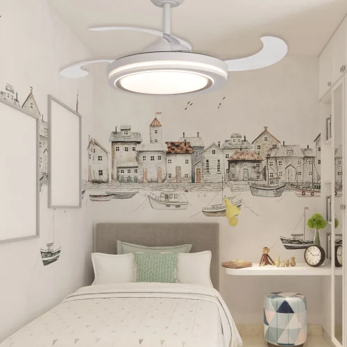 VENTILADOR DE TECHO LED 38W REGULABLE 4 ASPAS PLEGABLES HANOI