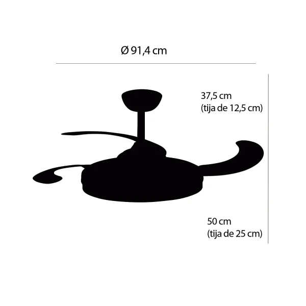 VENTILADOR DE TECHO LED 38W REGULABLE 4 ASPAS PLEGABLES HANOI