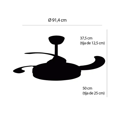 VENTILADOR DE TECHO LED 38W REGULABLE 4 ASPAS PLEGABLES HANOI