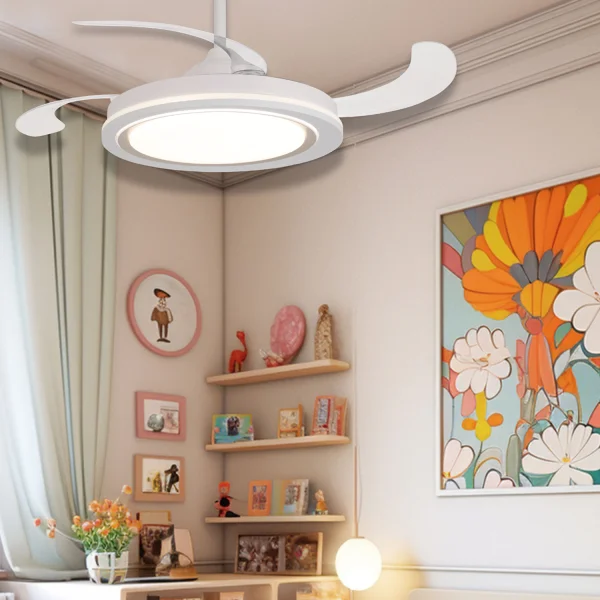 VENTILADOR DE TECHO LED 48W REGULABLE 4 ASPAS PLEGABLES HANOI