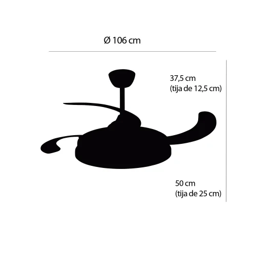 VENTILADOR DE TECHO LED 48W REGULABLE 4 ASPAS PLEGABLES HANOI