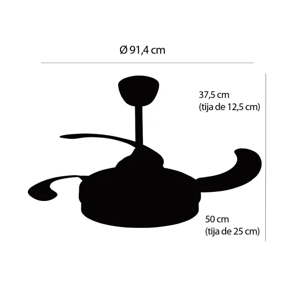 VENTILADOR DE TECHO LED 38W REGULABLE 4 ASPAS PLEGABLES NASHVILLE