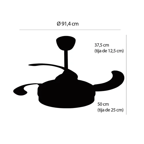VENTILADOR DE TECHO LED 38W REGULABLE 4 ASPAS PLEGABLES NASHVILLE