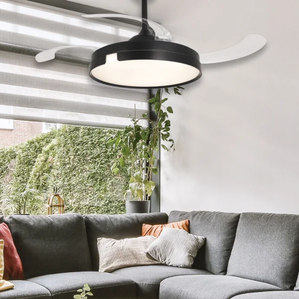 VENTILADOR DE TECHO LED 48W REGULABLE 4 ASPAS PLEGABLES NASHVILLE