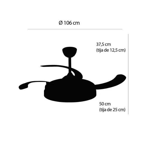 VENTILADOR DE TECHO LED 48W REGULABLE 4 ASPAS PLEGABLES NASHVILLE