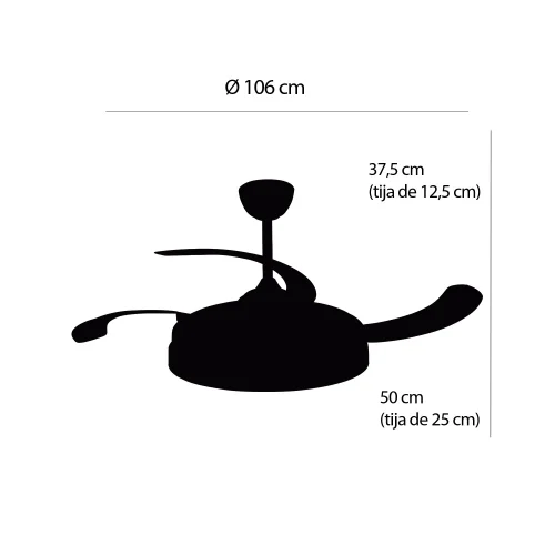 VENTILADOR DE TECHO LED 48W REGULABLE 4 ASPAS PLEGABLES NASHVILLE