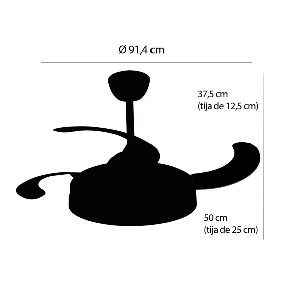 VENTILADOR DE TECHO LED 38W REGULABLE 4 ASPAS PLEGABLES WELLINGTON