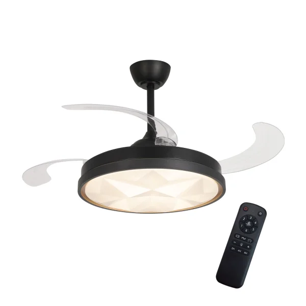 VENTILADOR DE TECHO LED 48W REGULABLE 4 ASPAS PLEGABLES WELLINGTON