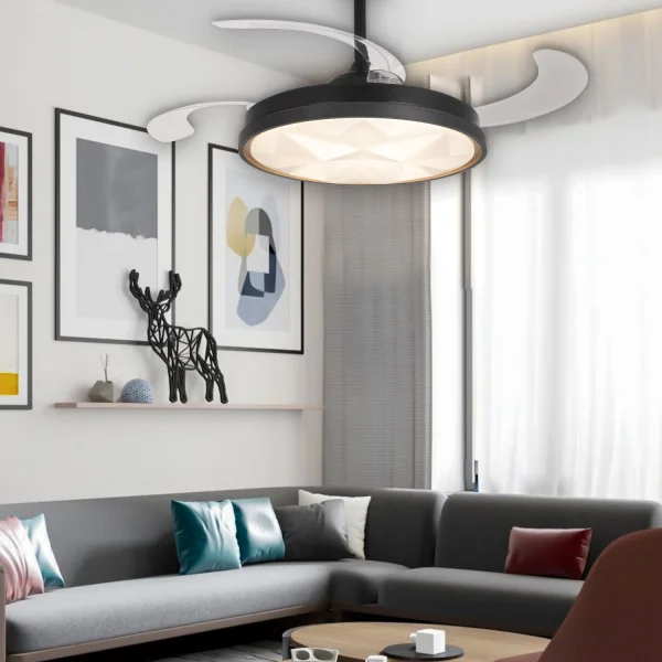 VENTILADOR DE TECHO LED 48W REGULABLE 4 ASPAS PLEGABLES WELLINGTON