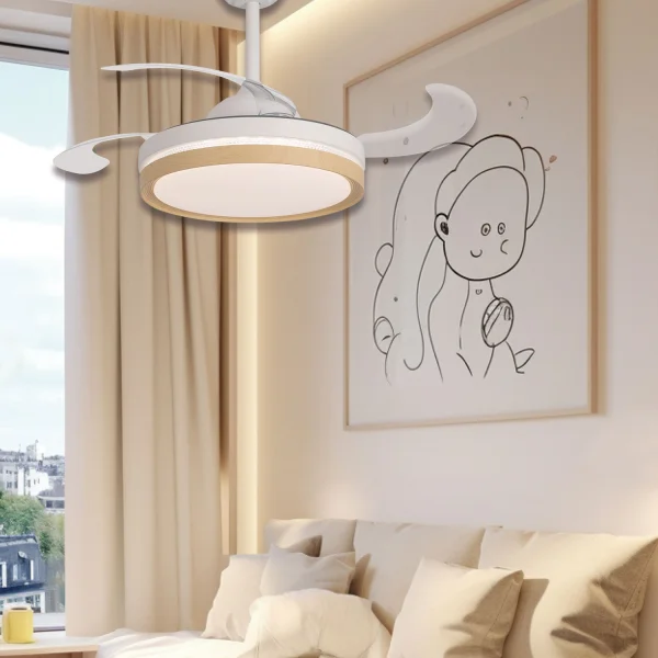 VENTILADOR DE TECHO LED 38W REGULABLE 4 ASPAS PLEGABLES TUCSON