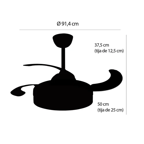 VENTILADOR DE TECHO LED 38W REGULABLE 4 ASPAS PLEGABLES TUCSON