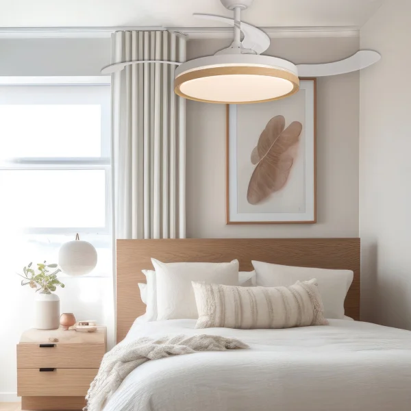 VENTILADOR DE TECHO LED 48W REGULABLE 4 ASPAS PLEGABLES TUCSON