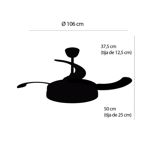 VENTILADOR DE TECHO LED 48W REGULABLE 4 ASPAS PLEGABLES TUCSON