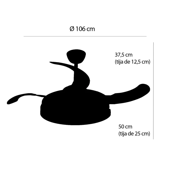 VENTILADOR DE TECHO LED 35W REGULABLE 4 ASPAS RETRÁCTILES BURLINGTON