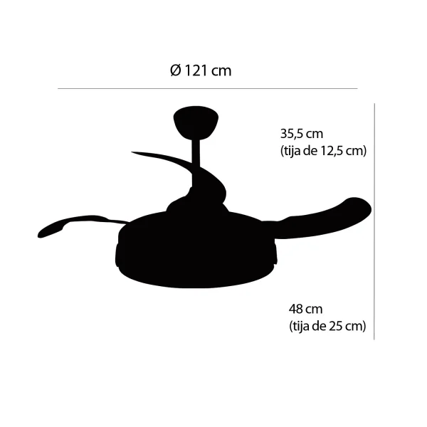 VENTILADOR DE TECHO LED 35W REGULABLE 4 ASPAS RETRÁCTILES CHARLESTON