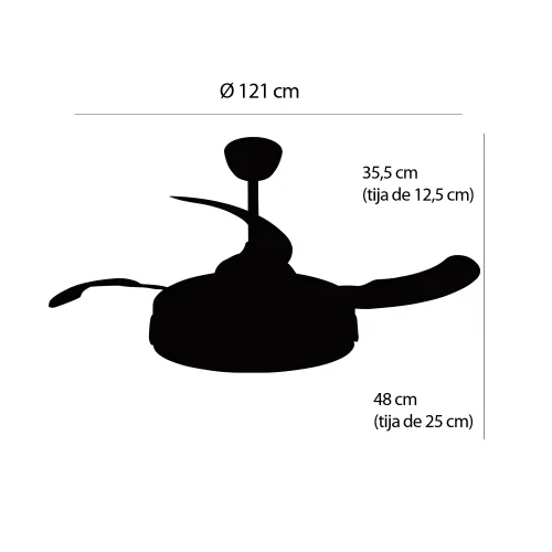 VENTILADOR DE TECHO LED 35W REGULABLE 4 ASPAS RETRÁCTILES CHARLESTON