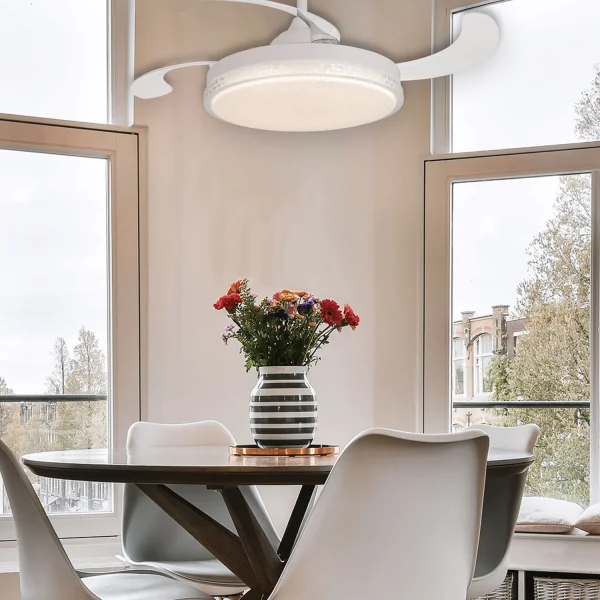 VENTILADOR DE TECHO LED 48W REGULABLE 4 ASPAS RETRÁCTILES PRAGA