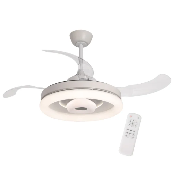 VENTILADOR DE TECHO LED 45W REGULABLE 4 ASPAS RETRÁCTILES OMAHA