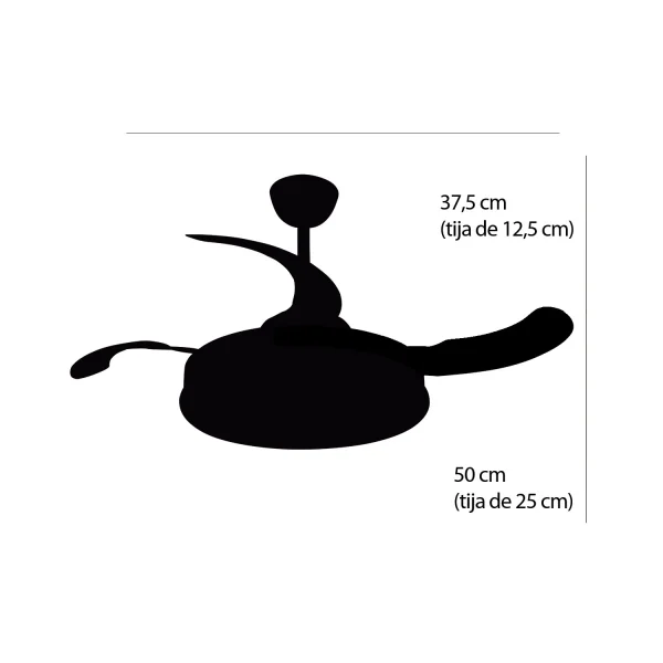 VENTILADOR DE TECHO LED 45W REGULABLE 4 ASPAS RETRÁCTILES OMAHA