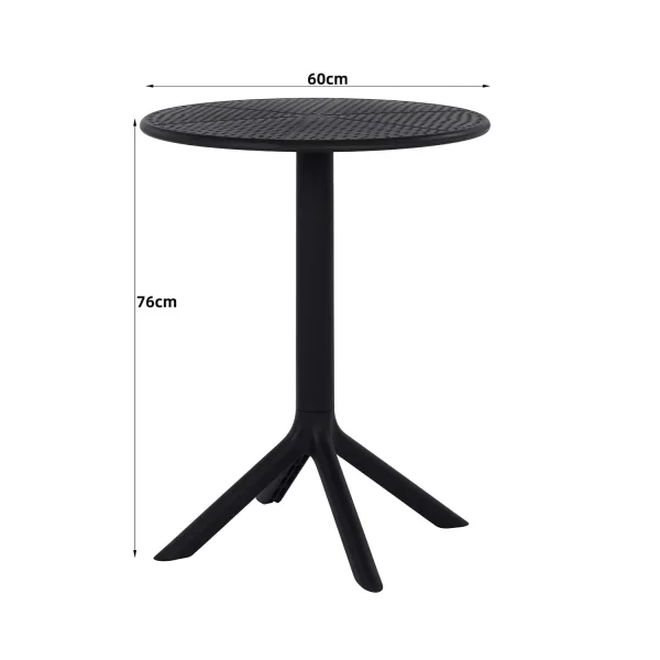 MESA DE JARDIN POLIPROPILENO NEGRO Ø60 CM KORA