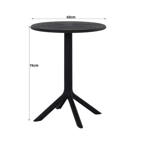 MESA DE JARDIN POLIPROPILENO NEGRO Ø60 CM KORA