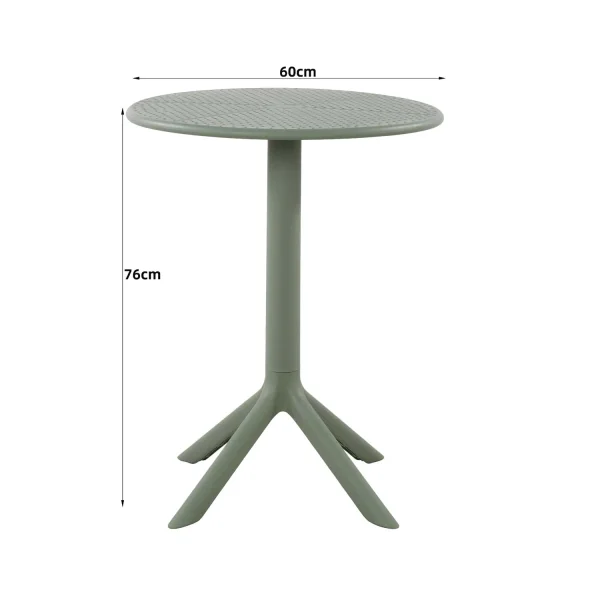 MESA DE JARDIN POLIPROPILENO VERDE KALE Ø60 CM KORA MESA DE JARDIN POLIPROPILENO VERDE KALE Ø60 CM KORA