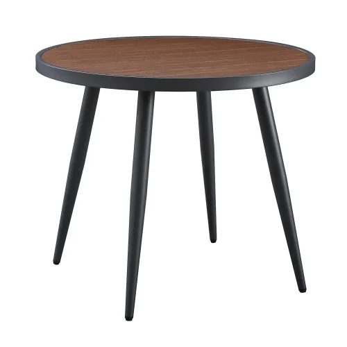 MESA DE JARDIN METAL EFECTO MADERA Ø90 CM INEZ