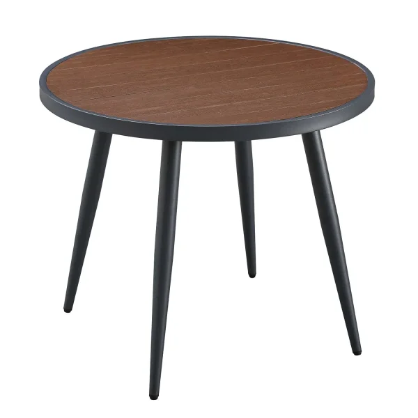 MESA DE JARDIN METAL EFECTO MADERA Ø90 CM INEZ