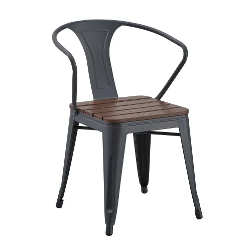 SILLA DE JARDIN METAL EFECTO MADERA INEZ