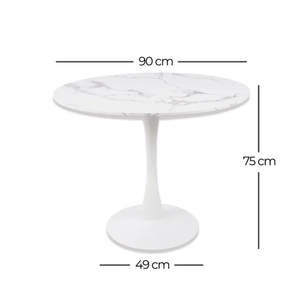 MESA DE COMEDOR REDONDA MÁRMOL BLANCO Ø90 CM SAN ANTONI