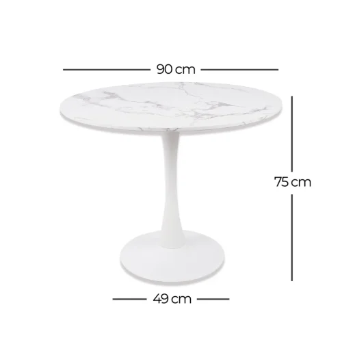 MESA DE COMEDOR REDONDA MÁRMOL BLANCO Ø90 CM SAN ANTONI