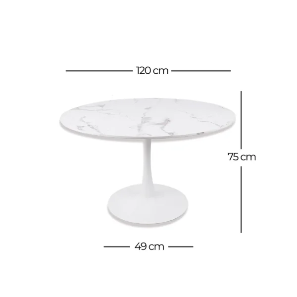 MESA DE COMEDOR REDONDA MÁRMOL BLANCO Ø120 CM SAN ANTONI