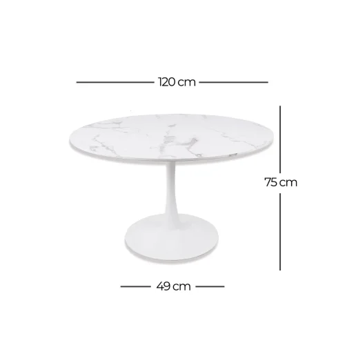 MESA DE COMEDOR REDONDA MÁRMOL BLANCO Ø120 CM SAN ANTONI