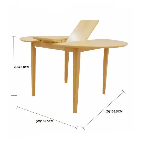 MESA DE COMEDOR REDONDA EXTENSIBLE Ø106 CM MADERA LEKA