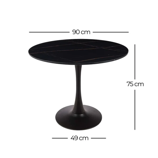 MESA DE COMEDOR REDONDA MÁRMOL NEGRO Ø90 CM SAN ANTONI