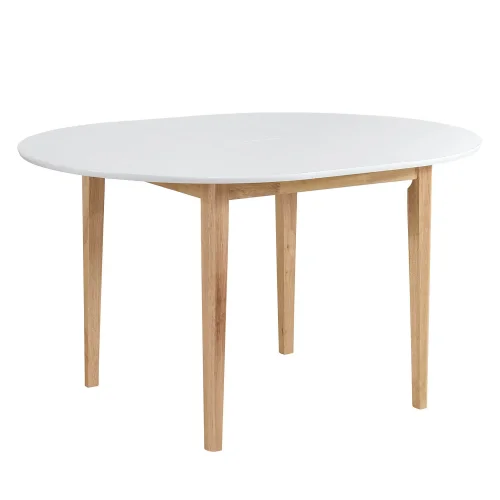 MESA DE COMEDOR REDONDA EXTENSIBLE Ø106 CM BLANCA/MADERA LEKA