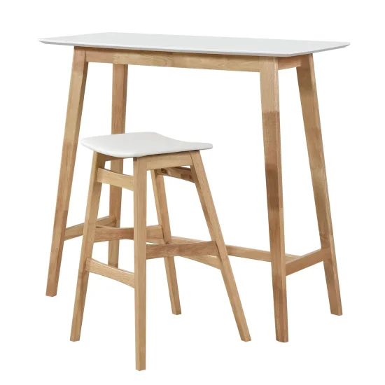 MESA ALTA RECTANGULAR BLANCO/NATURAL 120X45 CM LEKA 2