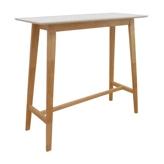 MESA ALTA RECTANGULAR BLANCO/NATURAL 120X45 CM LEKA