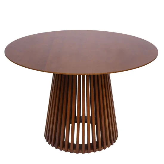 MESA DE COMEDOR REDONDA EN MADERA NOGAL Ø120 CM NEREA 2