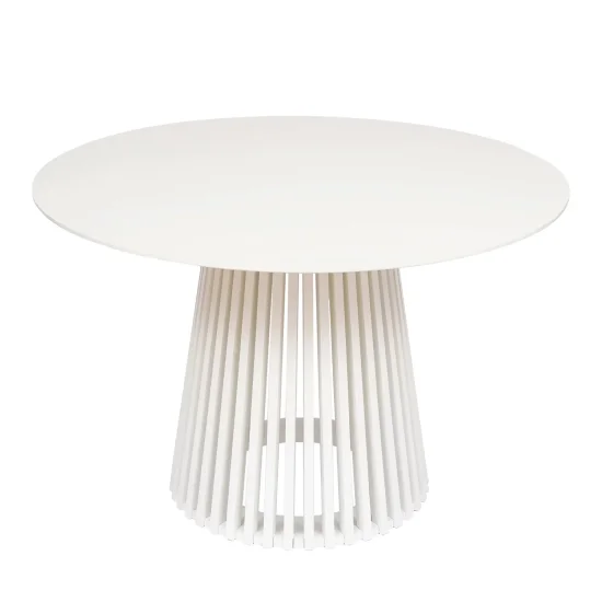 MESA DE COMEDOR REDONDA EN MADERA BLANCA Ø120 CM NEREA 2