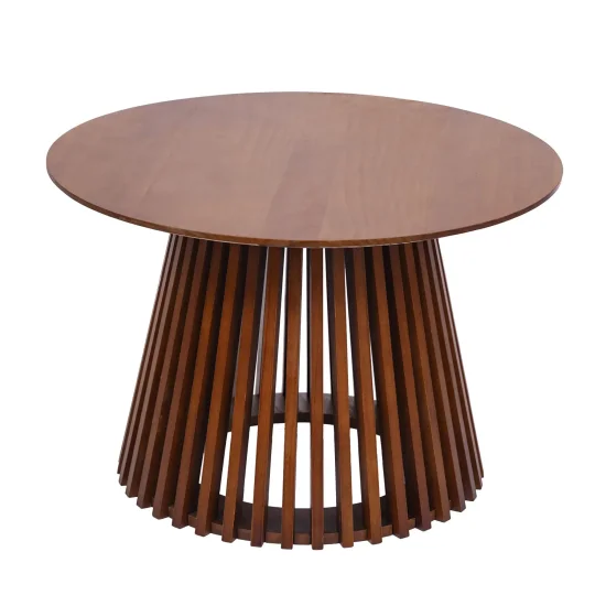 MESA DE CENTRO REDONDA EN MADERA NOGAL Ø70 CM NEREA 2
