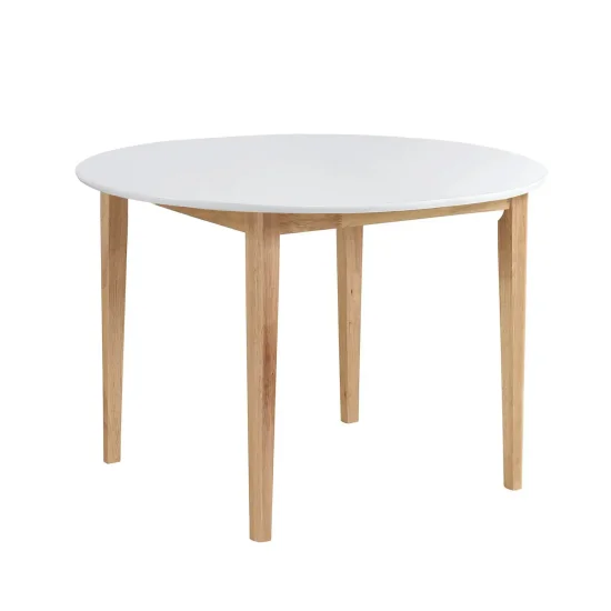 MESA DE COMEDOR REDONDA EXTENSIBLE Ø106 CM BLANCA/MADERA LEKA