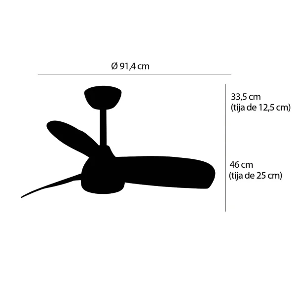 VENTILADOR DE TECHO CON LUZ MOTOR DC SIERRA BLANCO Ø 91,4 CM