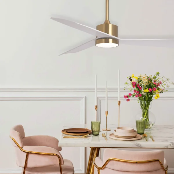 VENTILADOR DE TECHO CON LUZ MOTOR DC BELICE BLANCO/ORO Ø 135,2 CM