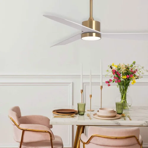 VENTILADOR DE TECHO CON LUZ MOTOR DC BELICE BLANCO/ORO Ø 135,2 CM