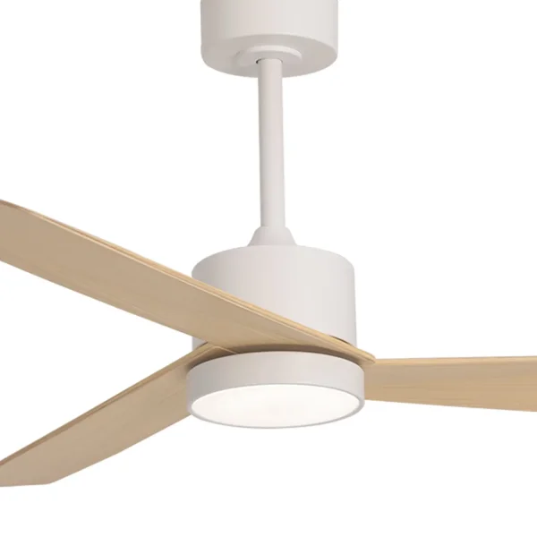 VENTILADOR DE TECHO CON LUZ MOTOR DC BELICE BLANCO/MADERA CLARA Ø 135,2 CM